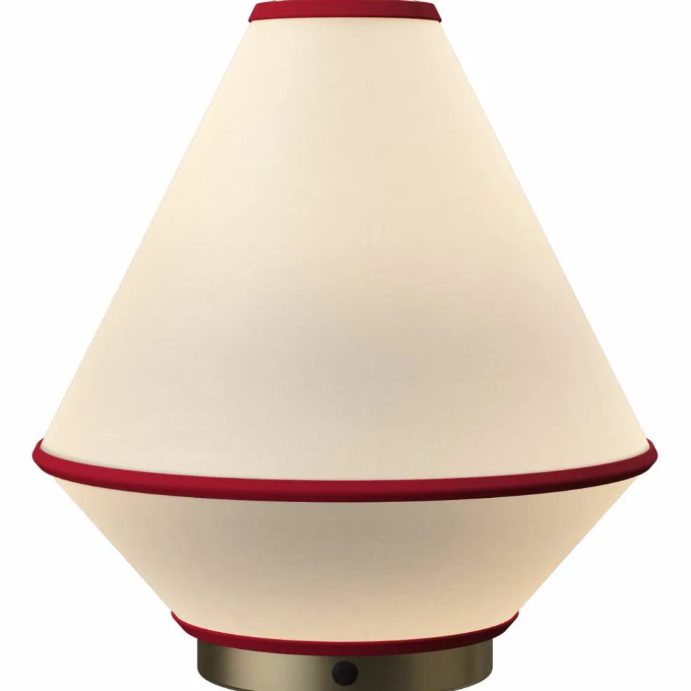 Tafta portabel bordslampa, röd/off-white