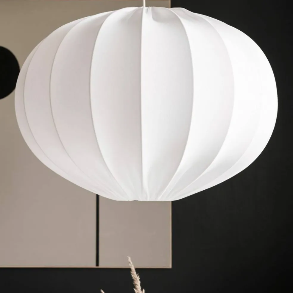 Taklampa, oval boll, bomull, vit, 40 cm