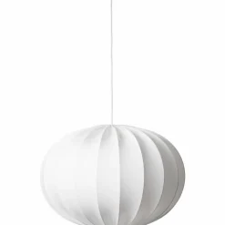 Taklampa, oval boll, bomull, vit, 40 cm