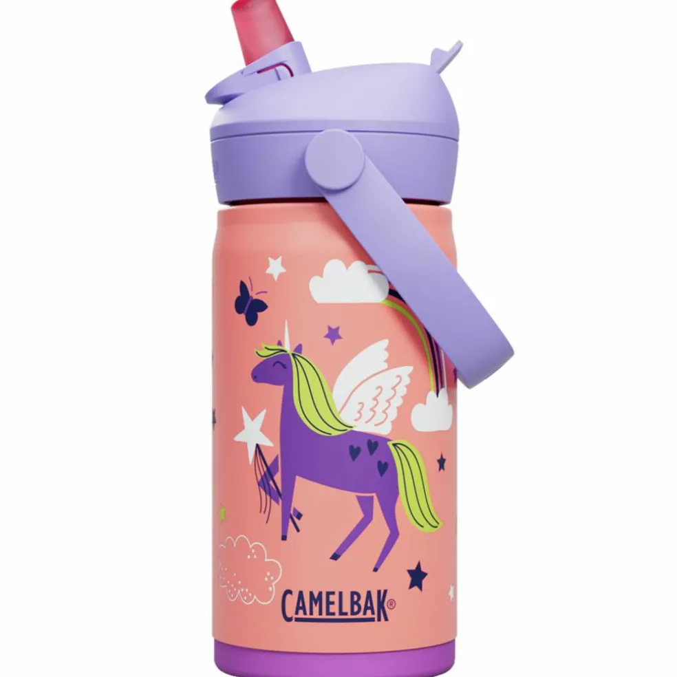 Thrive Flip Straw Kids vattenflaska 0,35 liter, Butterfly Rainbow