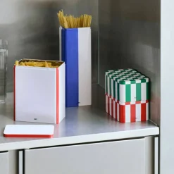 Tin Storage förvaringsburk small, röd/off-white