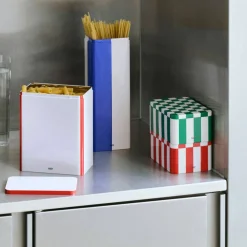 Tin Storage förvaringsburk small, röd/off-white