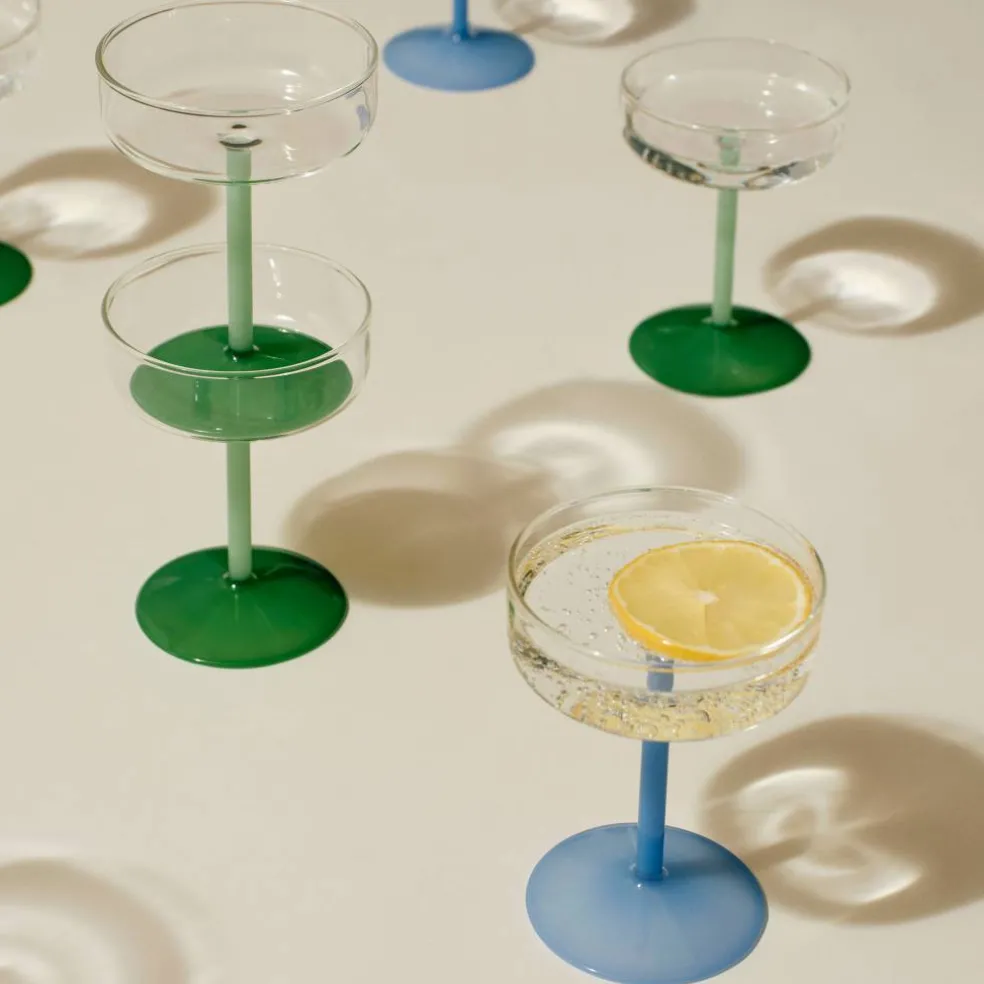 Tint coupéglas 2-pack, klar/jade/ljusblå