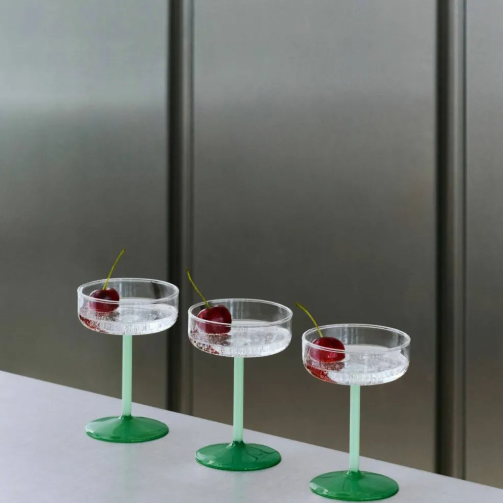 Tint coupéglas 2-pack, klar/ljus jadegrön/mörk jadegrön