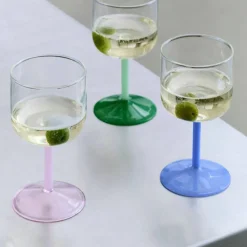 Tint vinglas 2 st, klar/ljusblå