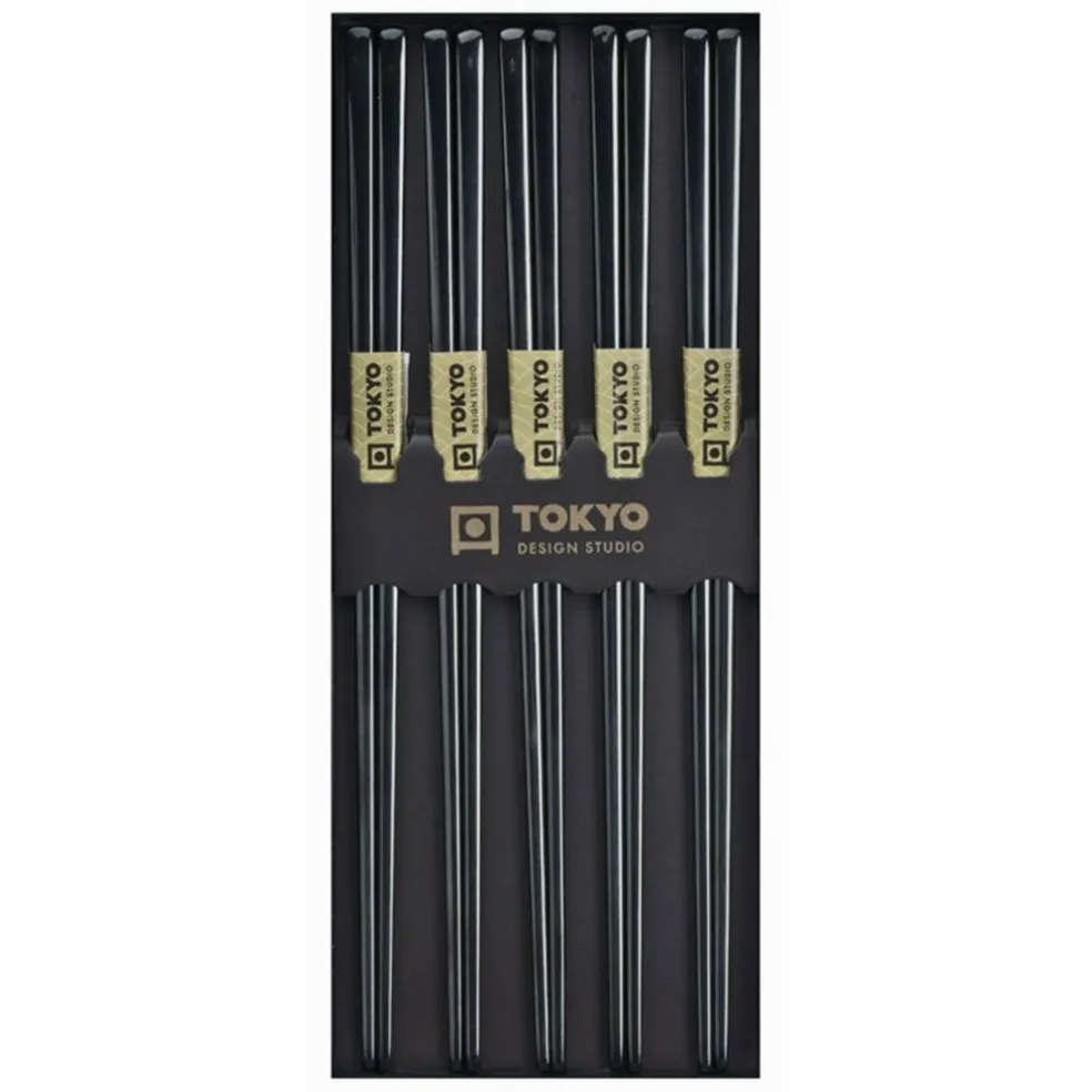Ätpinnar 5 pack, rostfritt stål, black