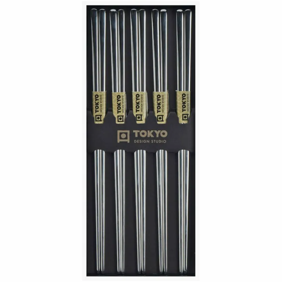 Ätpinnar 5 pack, rostfritt stål, silver