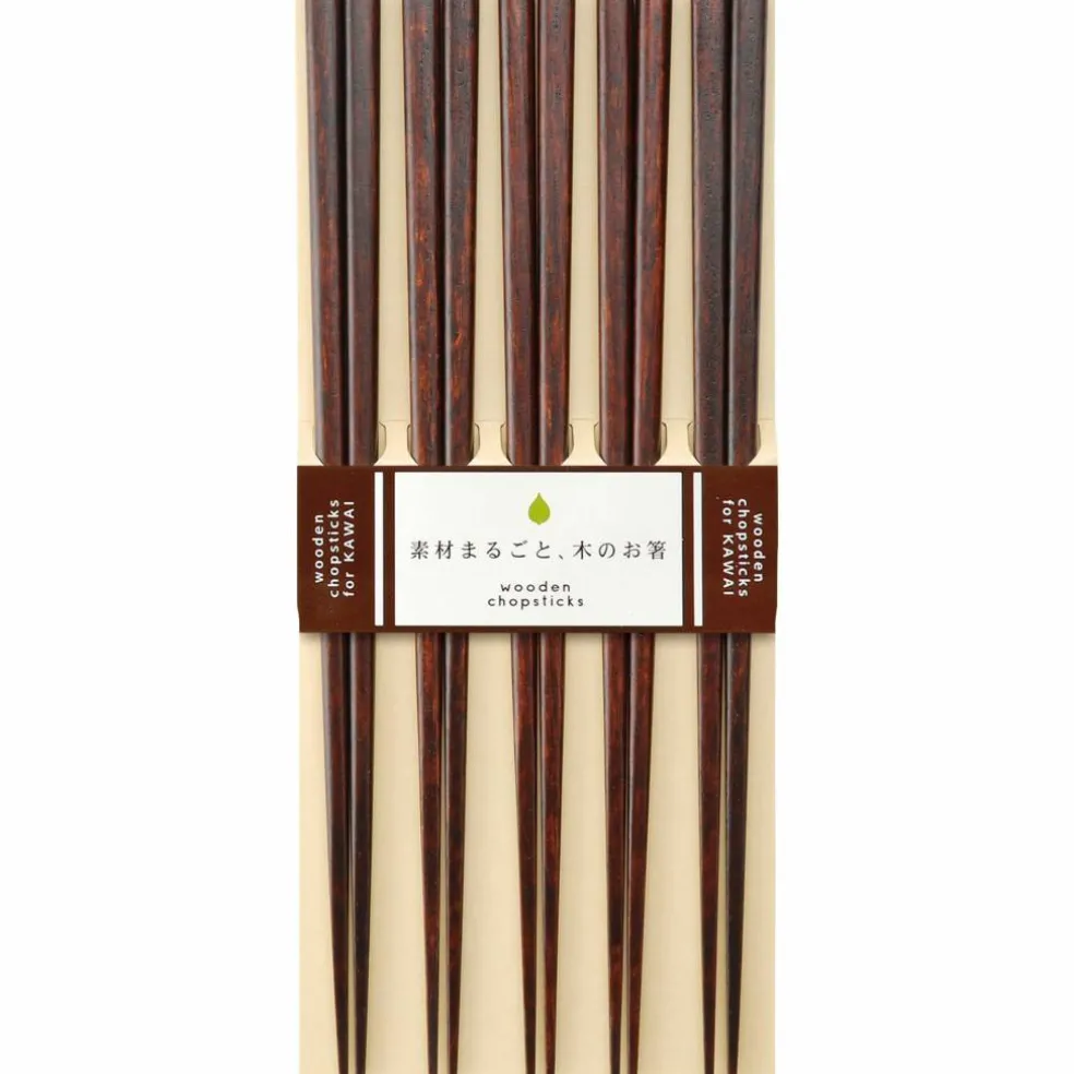 Ätpinnar Plain Wood 5 Par, brun