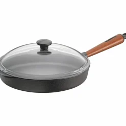 Traktörpanna 28 cm Trähandtag och glaslock