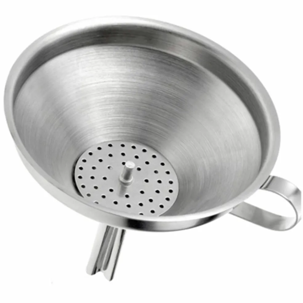 Tratt med avtagbar sil, rostfritt stål