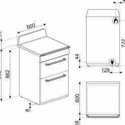 TR62BL 60 cm Victoria Gashäll med 2 ugnar, svart