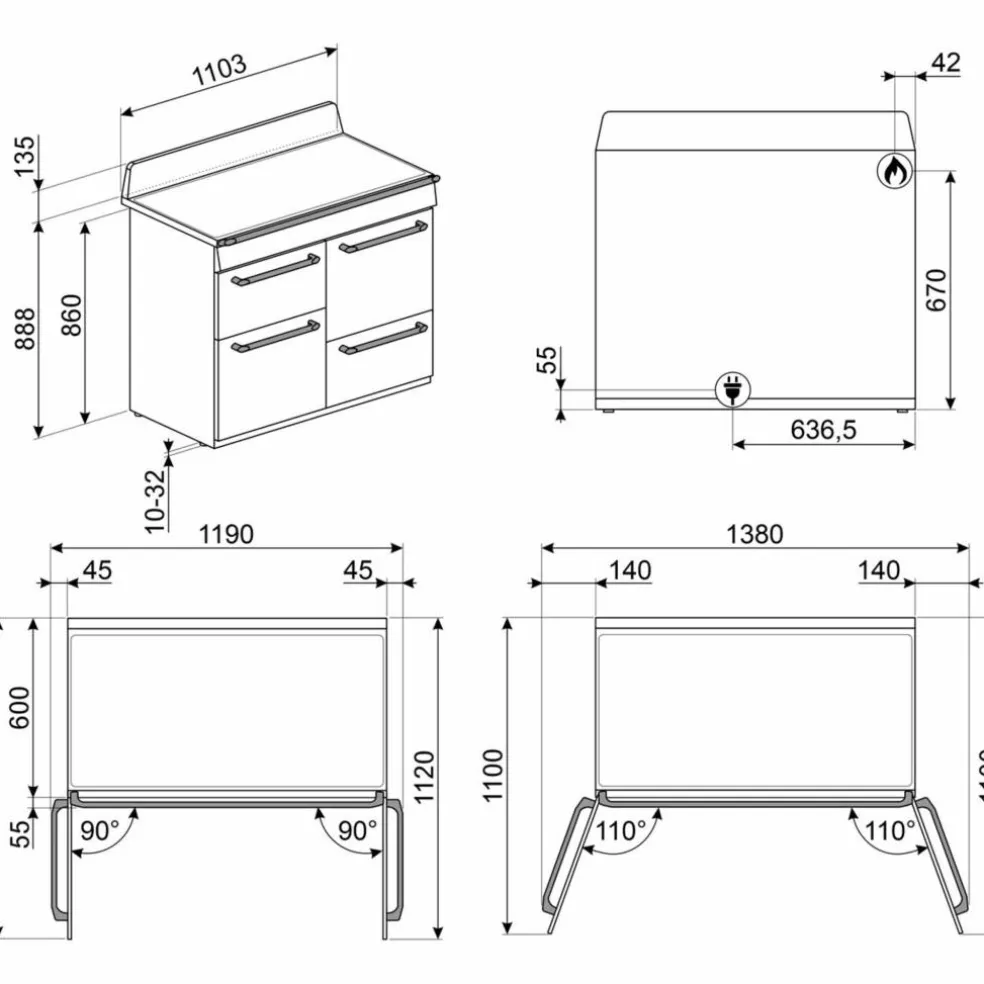 TR4110BL1 Victoria spis 110 cm, svart