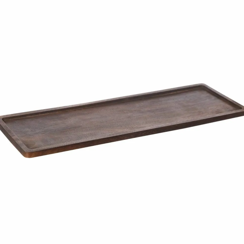 Träbricka Rektangulär Mörkbrun, 15x45 cm