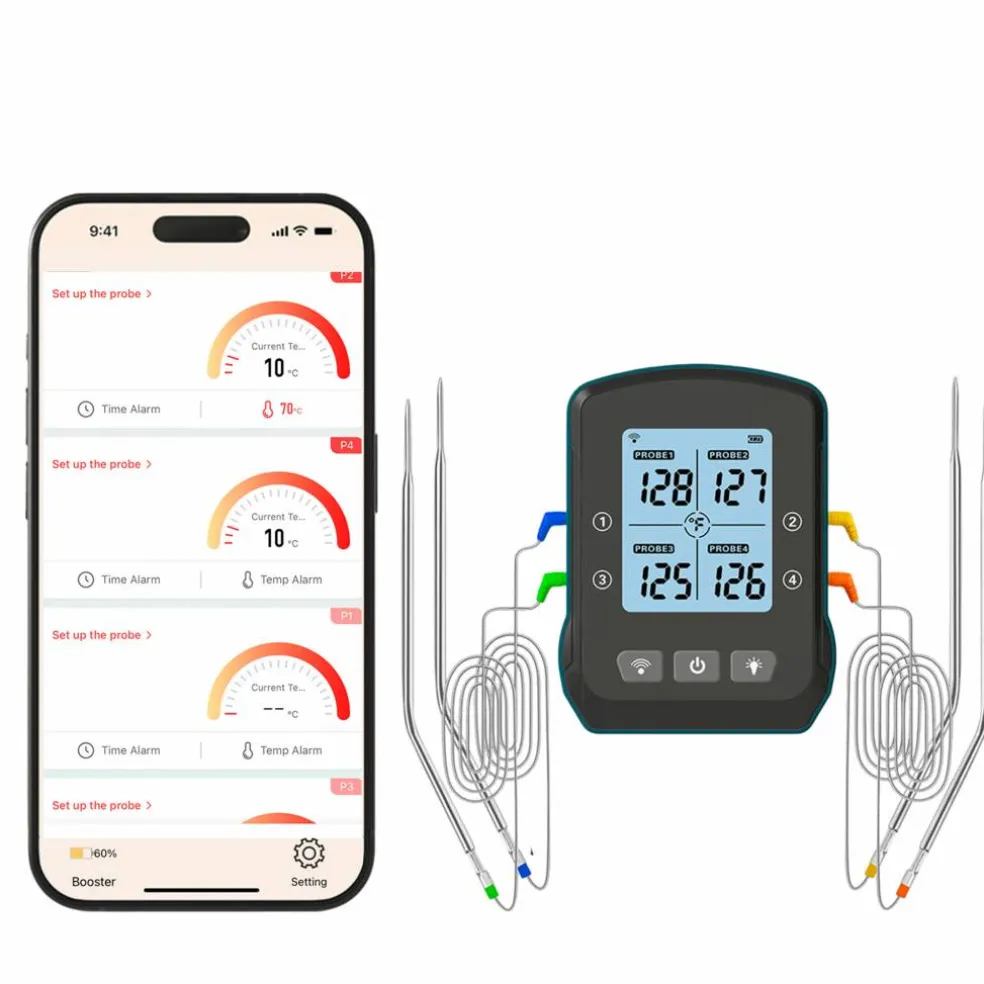 Trådlös grilltermometer 4 sonder