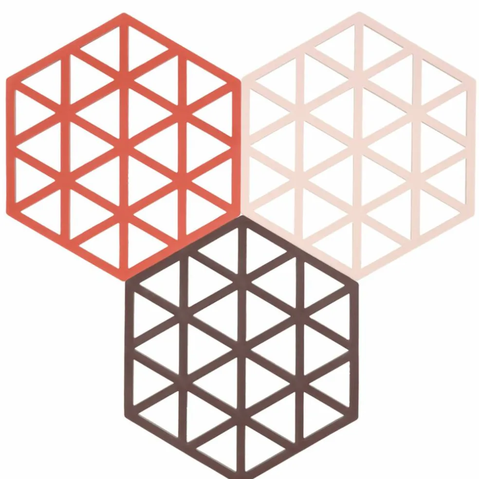Triangles grytunderlägg 3-pack, burned red/rose/kalamata