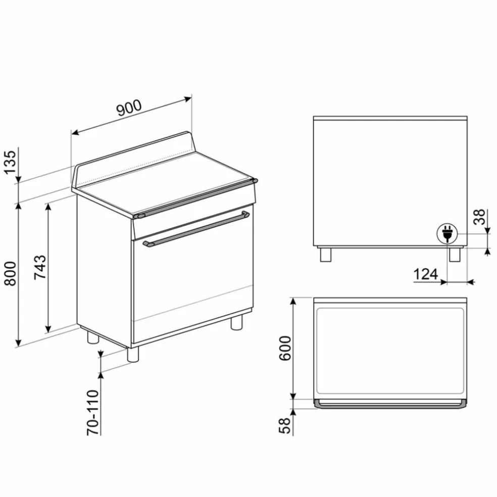 TR90IM induktionsspis 90 cm, creme