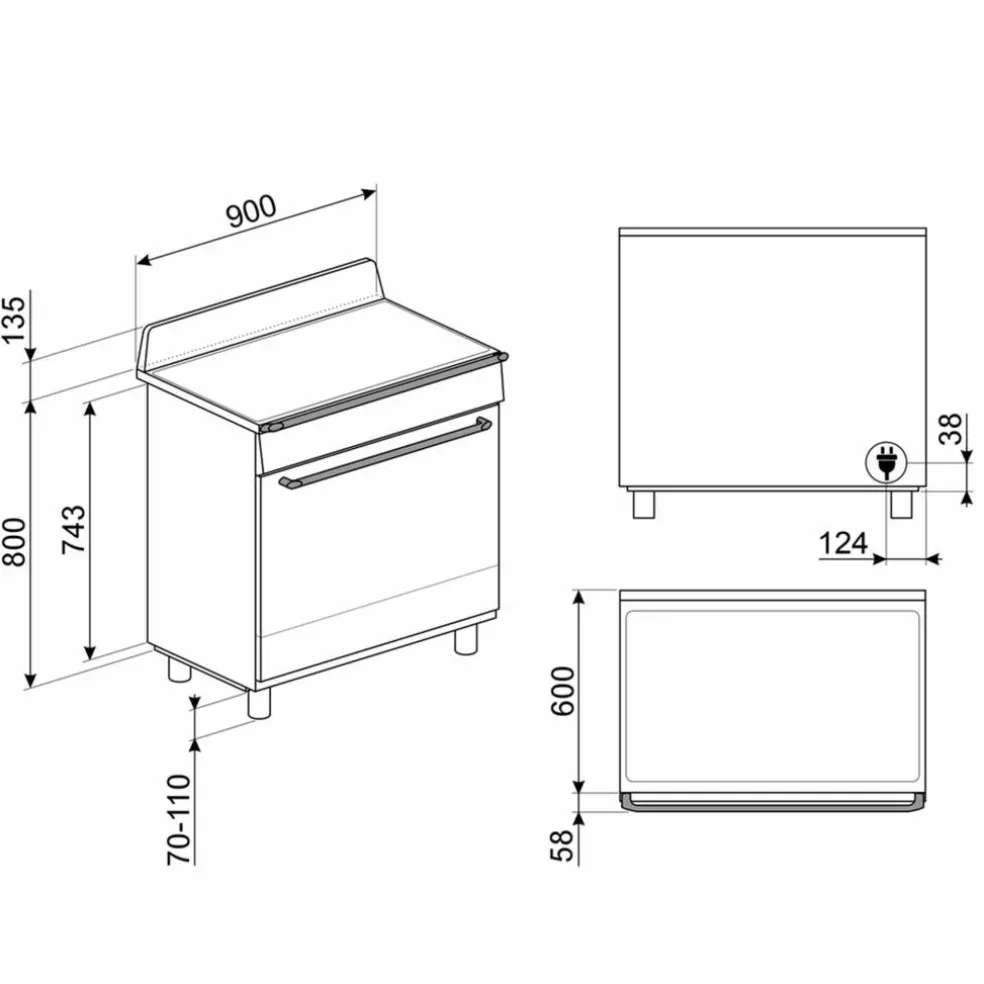 TR90IM induktionsspis 90 cm, creme