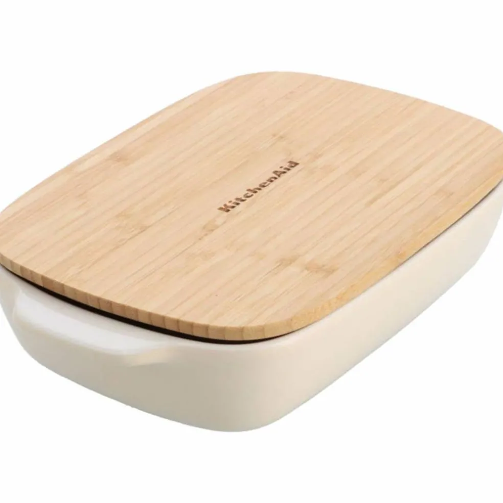 Ugnsform med lock 31x18,5x6 cm, creme