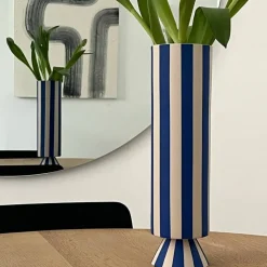 Vas 31 cm, vit/blå