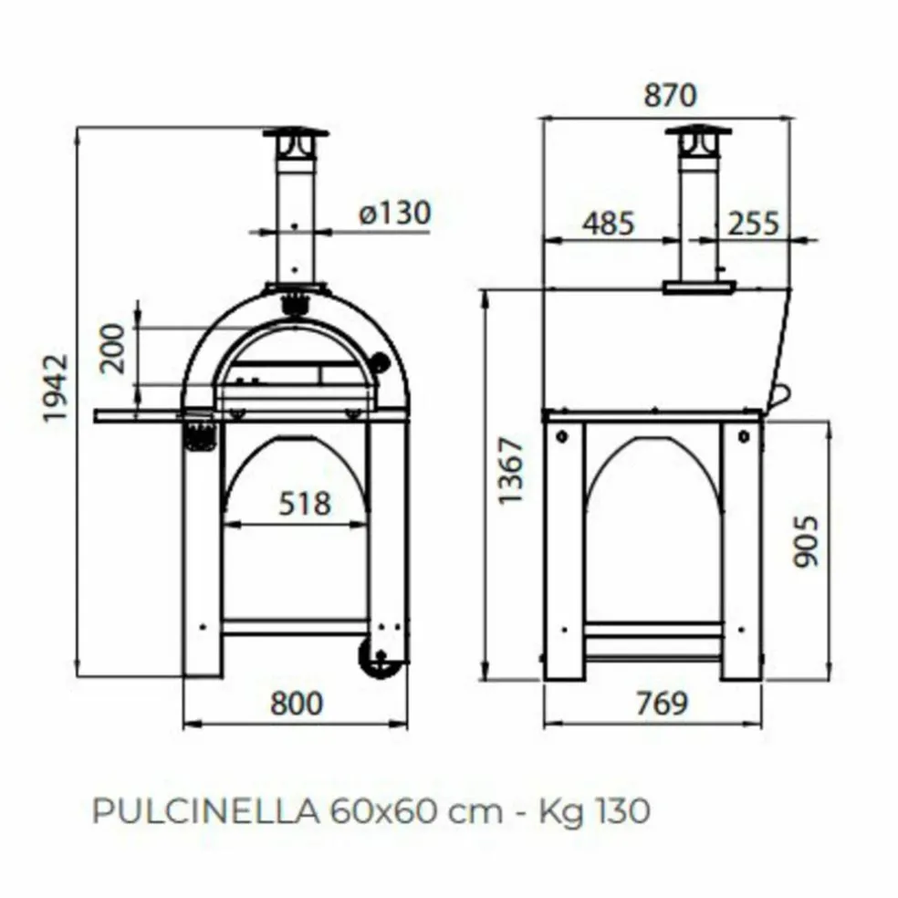 Vedeldad Pizzaugn 60x60 cm. Antracit