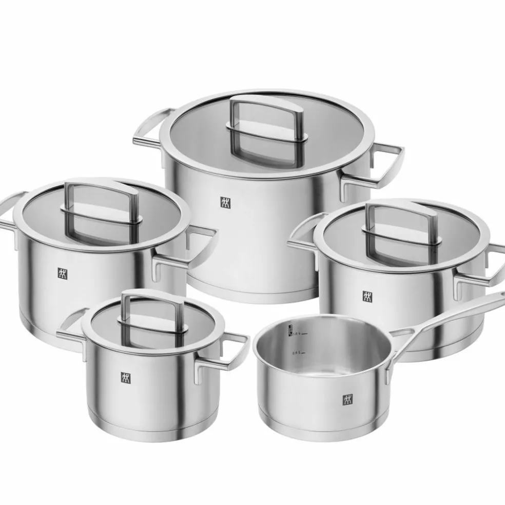 Vitality gryt- och kastrullset 5 delar + 4 lock, rostfritt stål