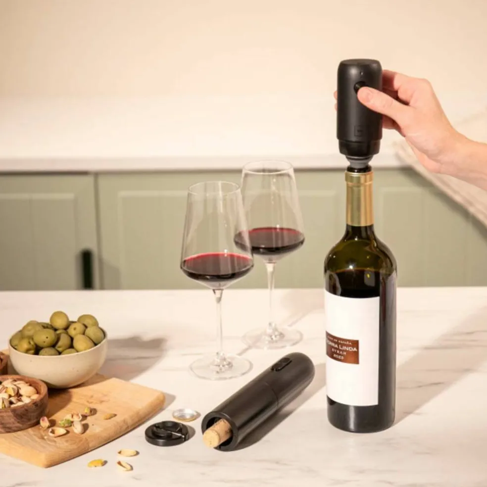 Wine Saver elektrisk vinpump, svart