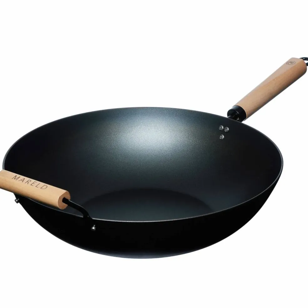 Wok 36 cm, förinbränd kolstål