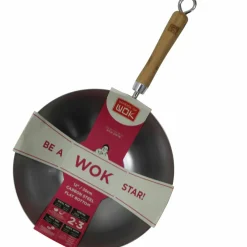 Wok i kolstål 30 cm