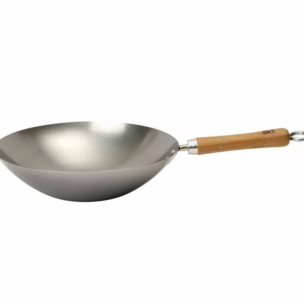 Wok i kolstål 30 cm