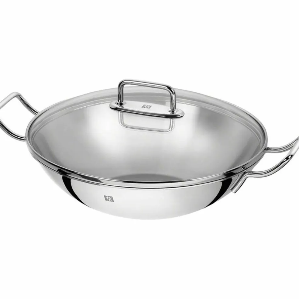 Wok med Två Handtag och Glaslock 32 cm