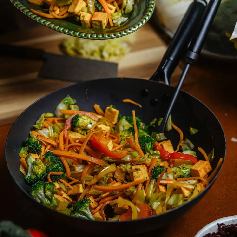Wok-set i kolstål