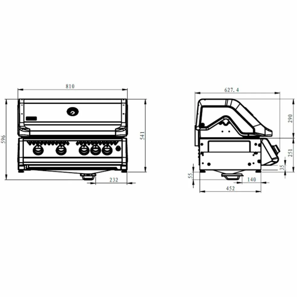 X402 inbyggnadsgrill, svart